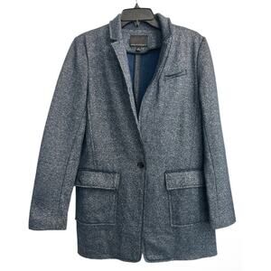 Banana Republic Navy Blue Tweed Blazer Jacket Women’s Sz 10 Pockets Cotton Blend